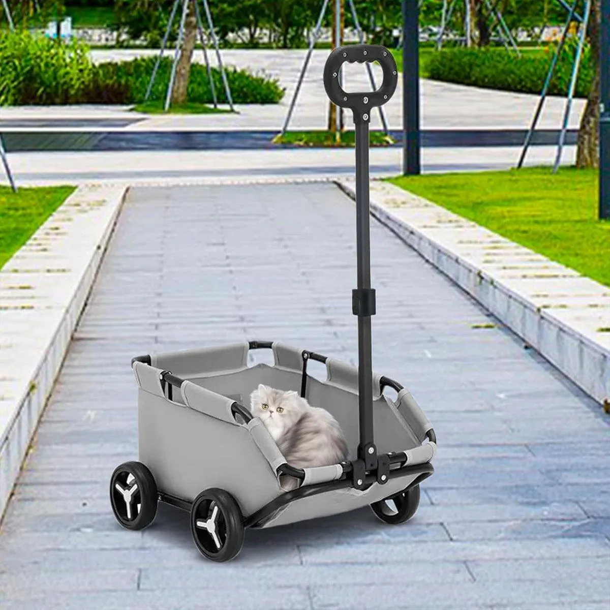 Pet Stroller Dog Cat Carrier Cart Travel Foldable Puppy Trolley Travel Outing