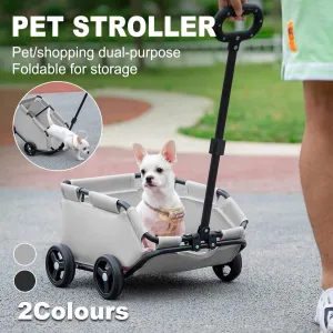 Pet Stroller Dog Cat Carrier Cart Travel Foldable Puppy Trolley Travel Outing