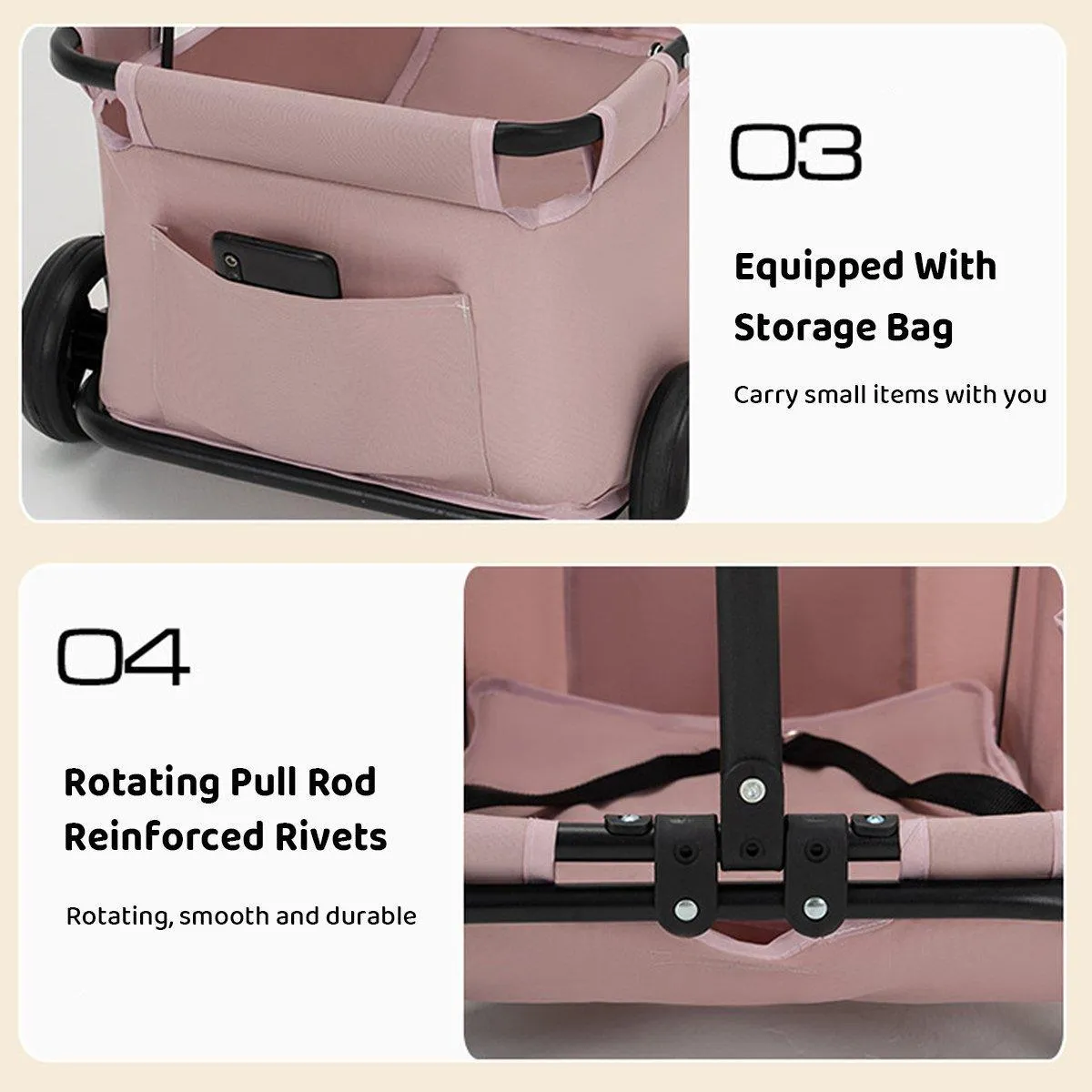 Pet Stroller Dog Cat Carrier Cart Travel Foldable Puppy Trolley Travel Outing