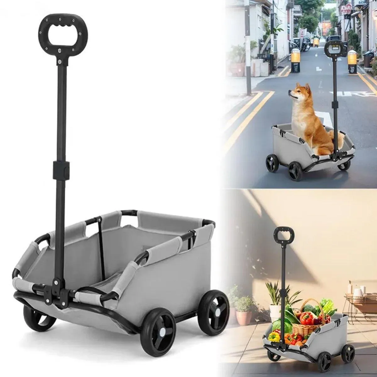 Pet Stroller Dog Cat Carrier Cart Travel Foldable Puppy Trolley Travel Outing