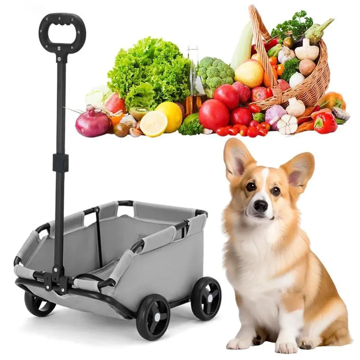 Pet Stroller Dog Cat Carrier Cart Travel Foldable Puppy Trolley Travel Outing