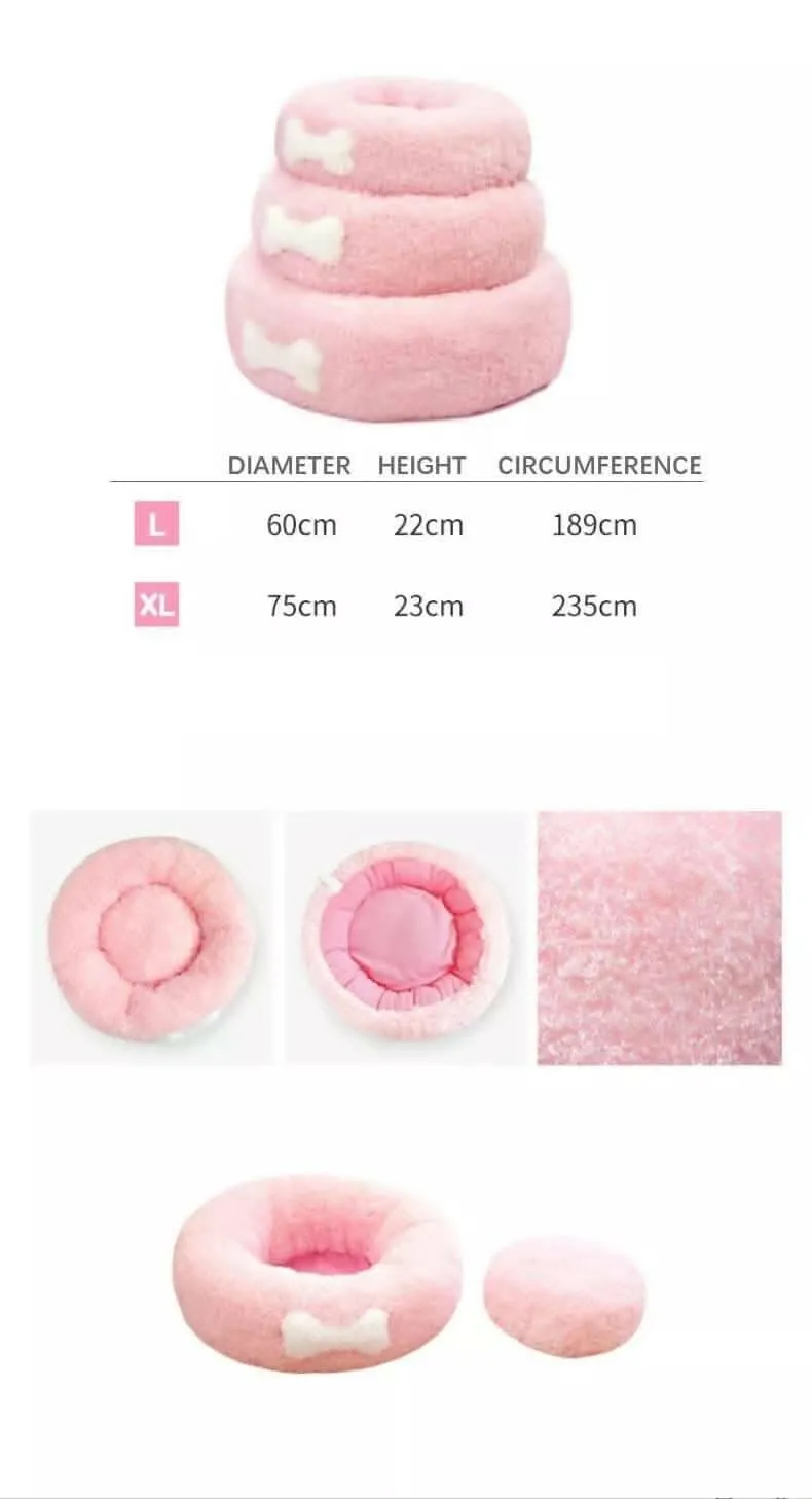 PetGains PGT Round Plush Cat & Dog Bolster Bed (Large)