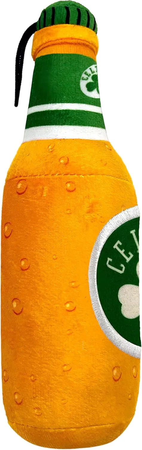 Pets First NBA Boston Celtics Beer Bottle Plush Dog & CAT Squeak Toy - Cutest Stadium SODA Bottle Snack Plush Toy for Dogs & Cats with Inner Squeaker & Beautiful Basketball Team Name/Logo