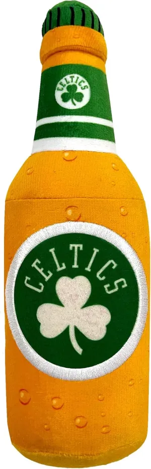 Pets First NBA Boston Celtics Beer Bottle Plush Dog & CAT Squeak Toy - Cutest Stadium SODA Bottle Snack Plush Toy for Dogs & Cats with Inner Squeaker & Beautiful Basketball Team Name/Logo