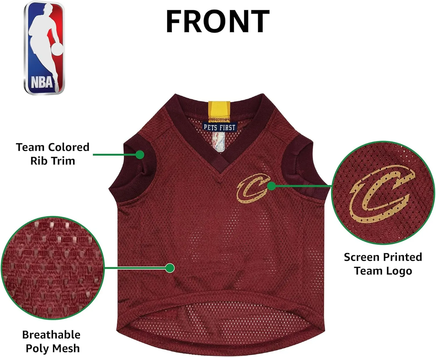 Pets First NBA CLEVELAND CAVALIERS DOG Jersey, X-Large - Tank Top Basketball Pet Jersey