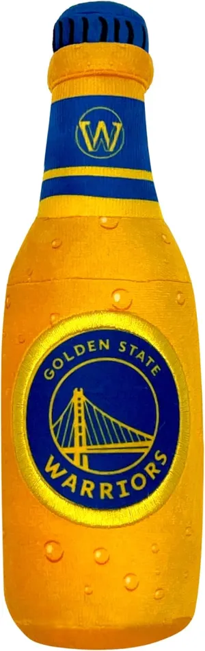 Pets First NBA Golden State Warriors Beer Bottle Plush Dog & CAT Squeak Toy - Cutest Stadium SODA Bottle Snack Plush Toy for Dogs & Cats with Inner Squeaker & Beautiful Basketball Team Name/Logo