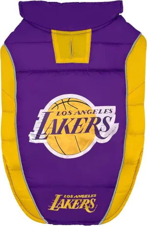Pets First NBA Los Angeles Lakers Puffer Vest, Small, Waterproof, for Dogs & Cats