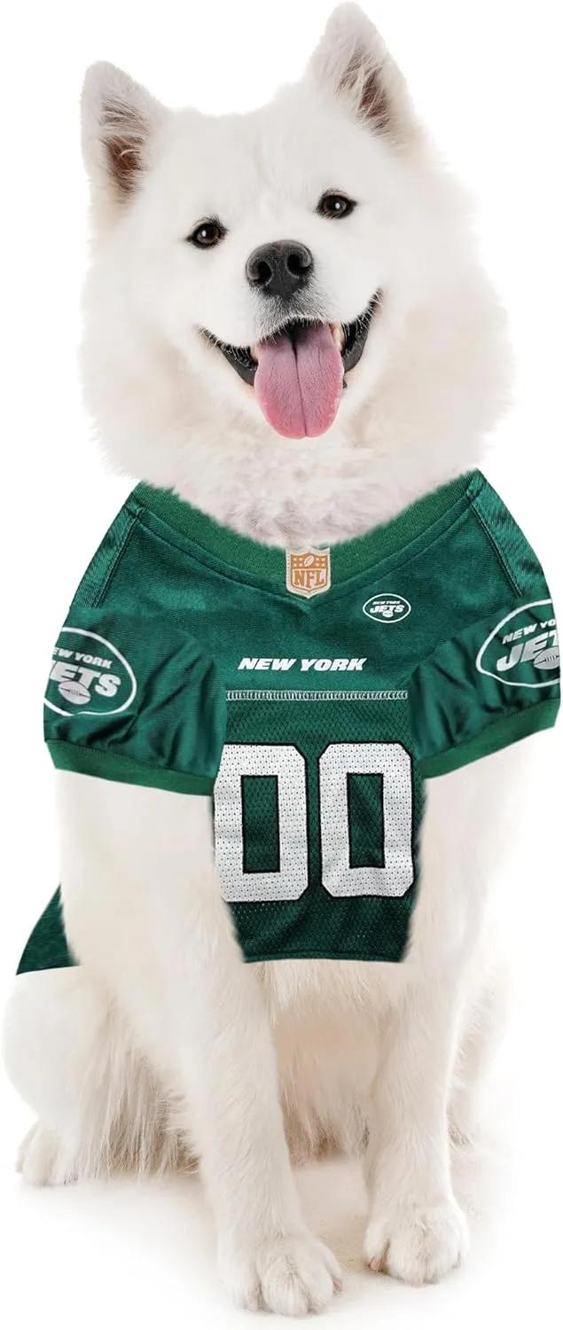 Pets First NFL New York Jets Dog Jersey, Size Medium - Best Football Costume for Dogs & Cats - Licensed Shirt