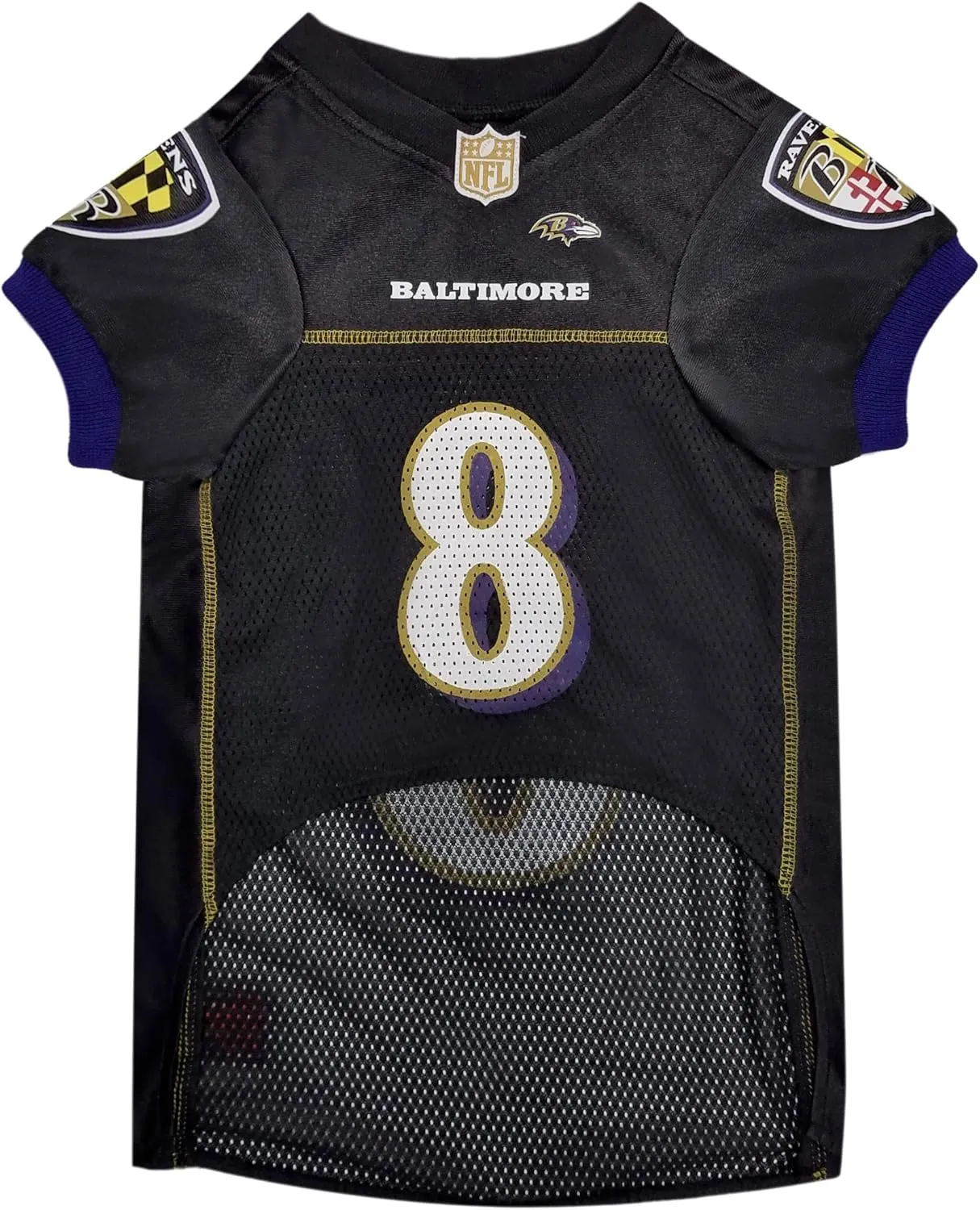 Pets First NFL Team Player Jersey for Cats and Dogs, Lamar Jackson, Baltimore Ravens, Small