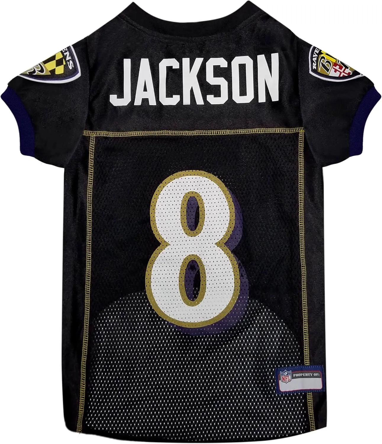 Pets First NFL Team Player Jersey for Cats and Dogs, Lamar Jackson, Baltimore Ravens, Small