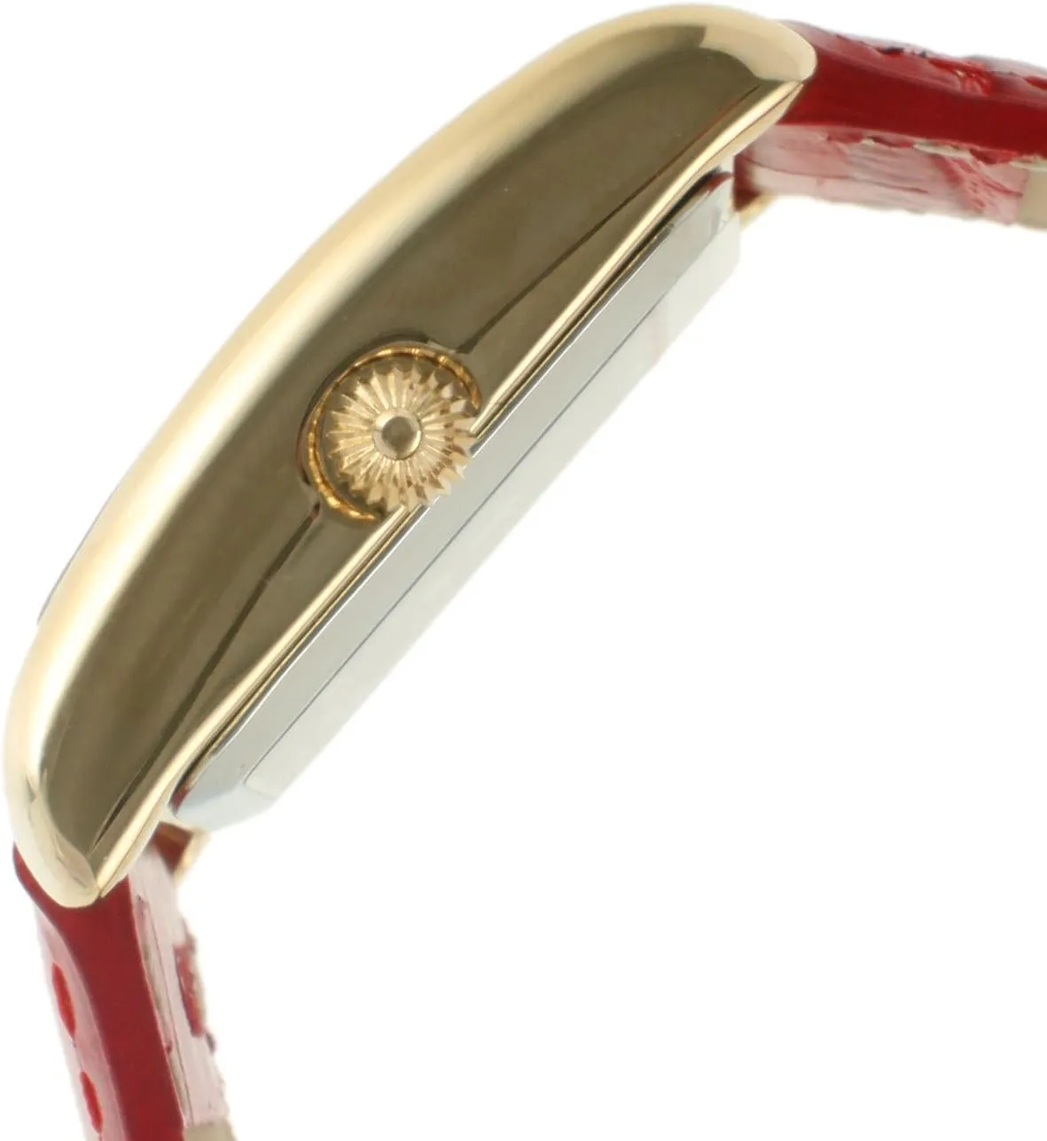 Peugeot Women's 14K Gold Plated Tank Leather Dress Watch with Roman Numerals Dial