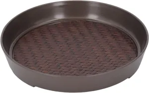 Pilipane Round Small Tea Tray Woven Pattern Decorative Alloy Serving Tea Cup Saucers for Home Patio Porch Deck Durable Material Compact Design