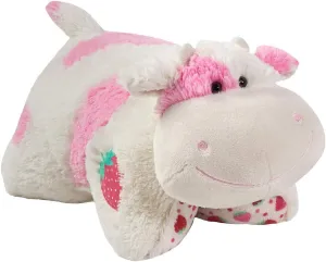 Pillow Pets 30” Jumboz Sweet Scented Strawberry Milkshake Cow Stuffed Animal Plush Toy