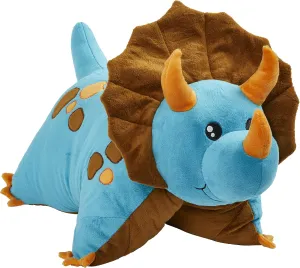 Pillow Pets Triceratops Blue Dinosaur, 18" Stuffed Animal Plush Toy