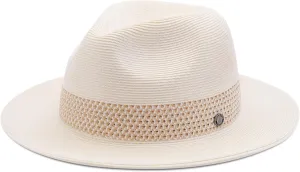Pineapple&Star Sun Straw Fedora Beach Hat Fine Braid UPF50  for Unisex