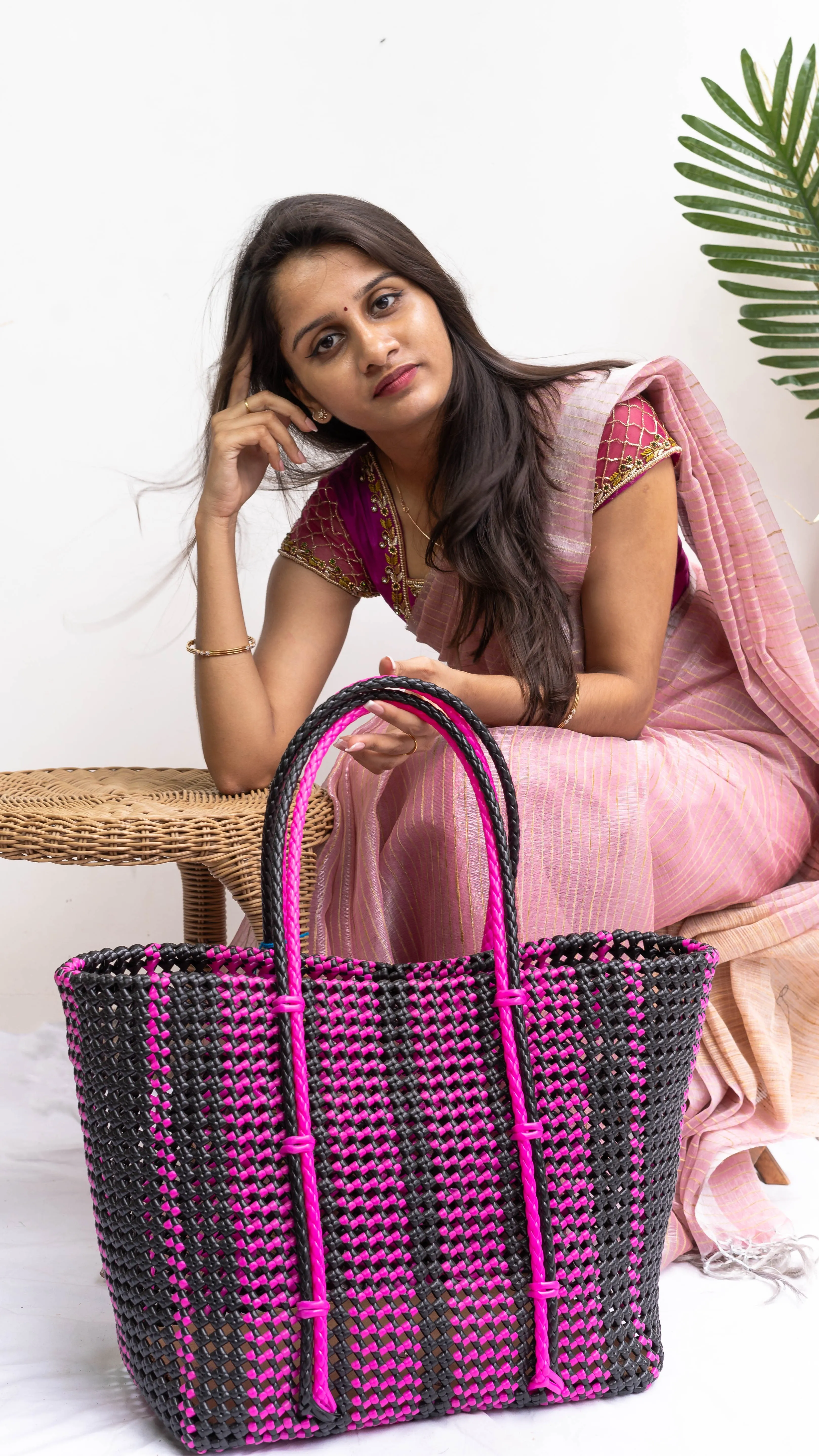 Pink & Black Wire Basket - Extra large