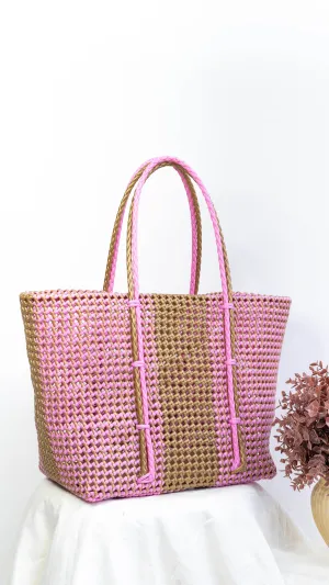 Pink & Brown Wire Basket - Extra large