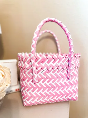 Pink Woven Tote Bag