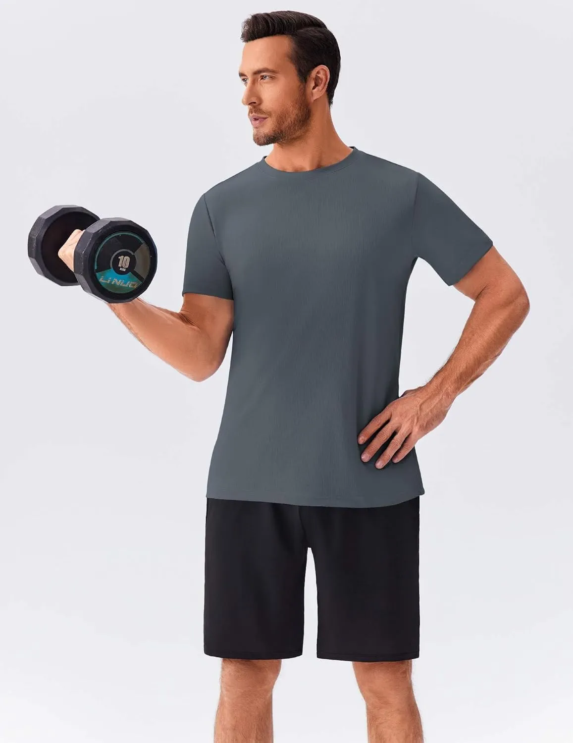 PINSPARK Men's 3 Pack Workout Shirts Quick Dry Moisture Wicking Crewneck Tee Shirt Mesh Athletic T-Shirts