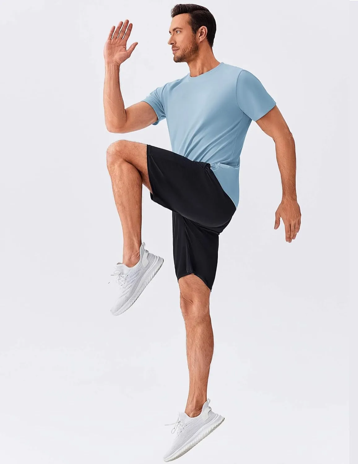 PINSPARK Men's 3 Pack Workout Shirts Quick Dry Moisture Wicking Crewneck Tee Shirt Mesh Athletic T-Shirts