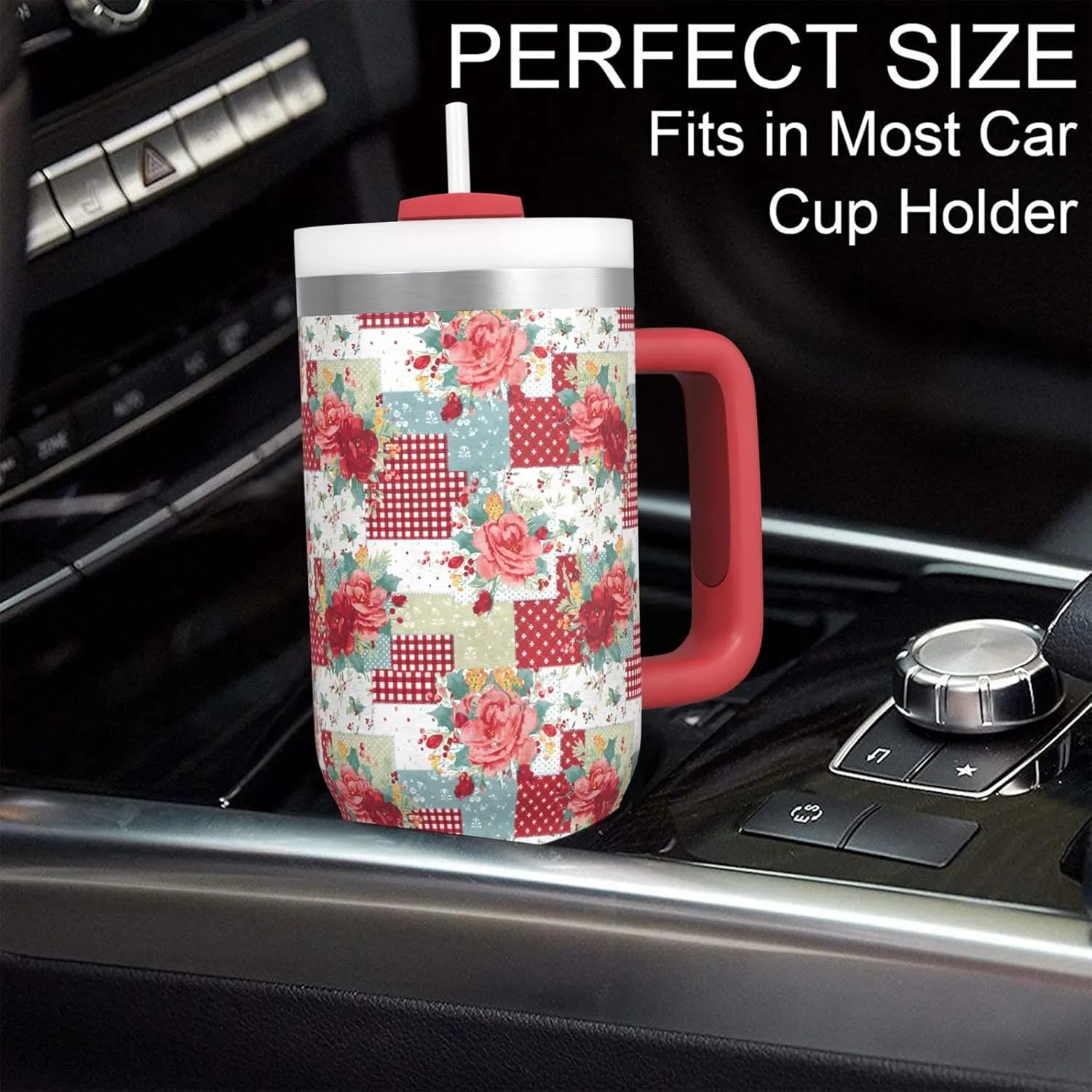 Pioneer Woman Tumbler with Handle and Lid,30oz Boho Floral Pioneer Woman Double Wall Vacuum Insulated Tumbler,Pioneer Woman Cups Gift for Women (Only One Cup)