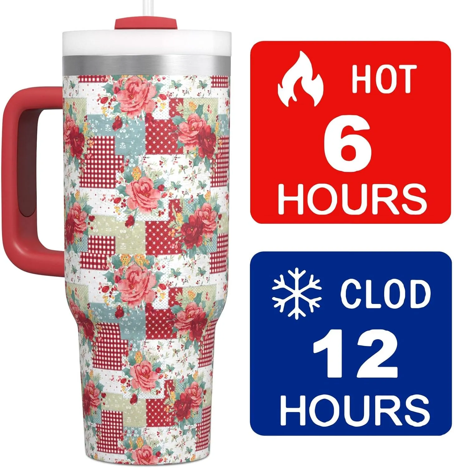 Pioneer Woman Tumbler with Handle and Lid,30oz Boho Floral Pioneer Woman Double Wall Vacuum Insulated Tumbler,Pioneer Woman Cups Gift for Women (Only One Cup)