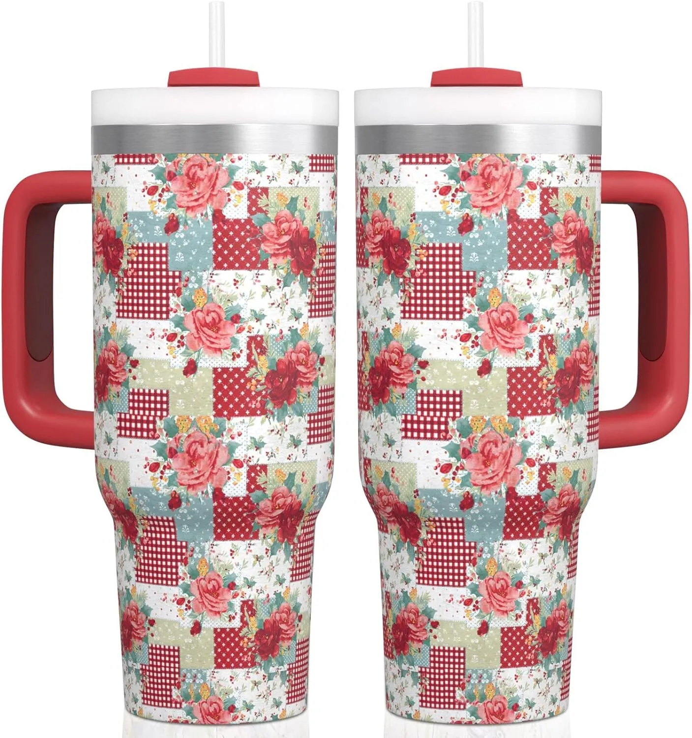 Pioneer Woman Tumbler with Handle and Lid,30oz Boho Floral Pioneer Woman Double Wall Vacuum Insulated Tumbler,Pioneer Woman Cups Gift for Women (Only One Cup)