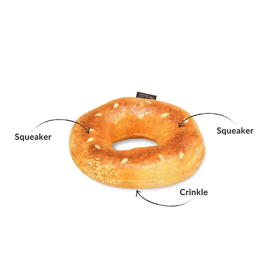 P.L.A.Y. x  Earth Rated Montreal Bagel Plush Dog Toy
