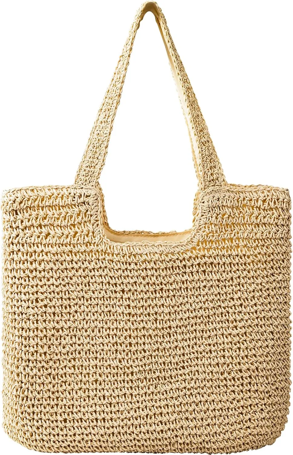 Pleneal Straw Beach Bags for Women - Women Beach Handmade Woven Tote Bag, Summer Mesh Hollow Shoulder Bag for Holiday