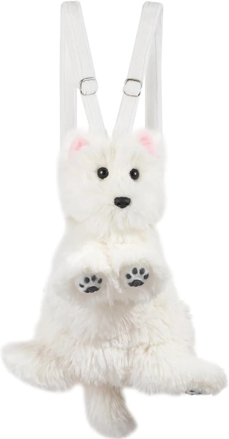 Plush Puppy Shaped Daypack Cute Dog Plush Haversack, West Highland Terrier, White