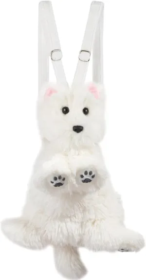 Plush Puppy Shaped Daypack Cute Dog Plush Haversack, West Highland Terrier, White