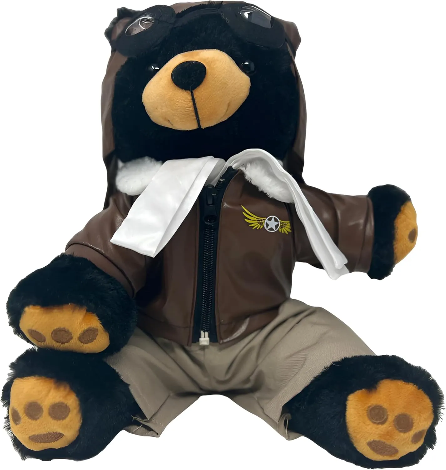 Plush Toys Wanderland Ember The Black Bear 16 inch – Soft Stuffed Animal with Pilot Outfit & Goggles – Cuddly Plush Toy for Kids, Ideal Gift for Birthdays, Holidays & Collectors