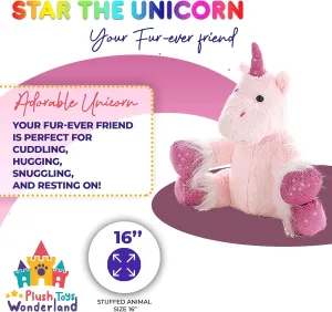 Plush Toys Wanderland Star The 16 inch Unicorn Stuffed Animal Soft Fantasy Toy Kawaii Cute Unicorn Plushie for Kids Toddlers Girls Boys Birthday Gift Cuddly Magical Creature Doll Rainbow Horn