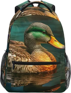 Pond Wild Duck Backpack Daypack Shoulder Bag Book Bag Lightweight Back Pack 11.4 ×16 In
