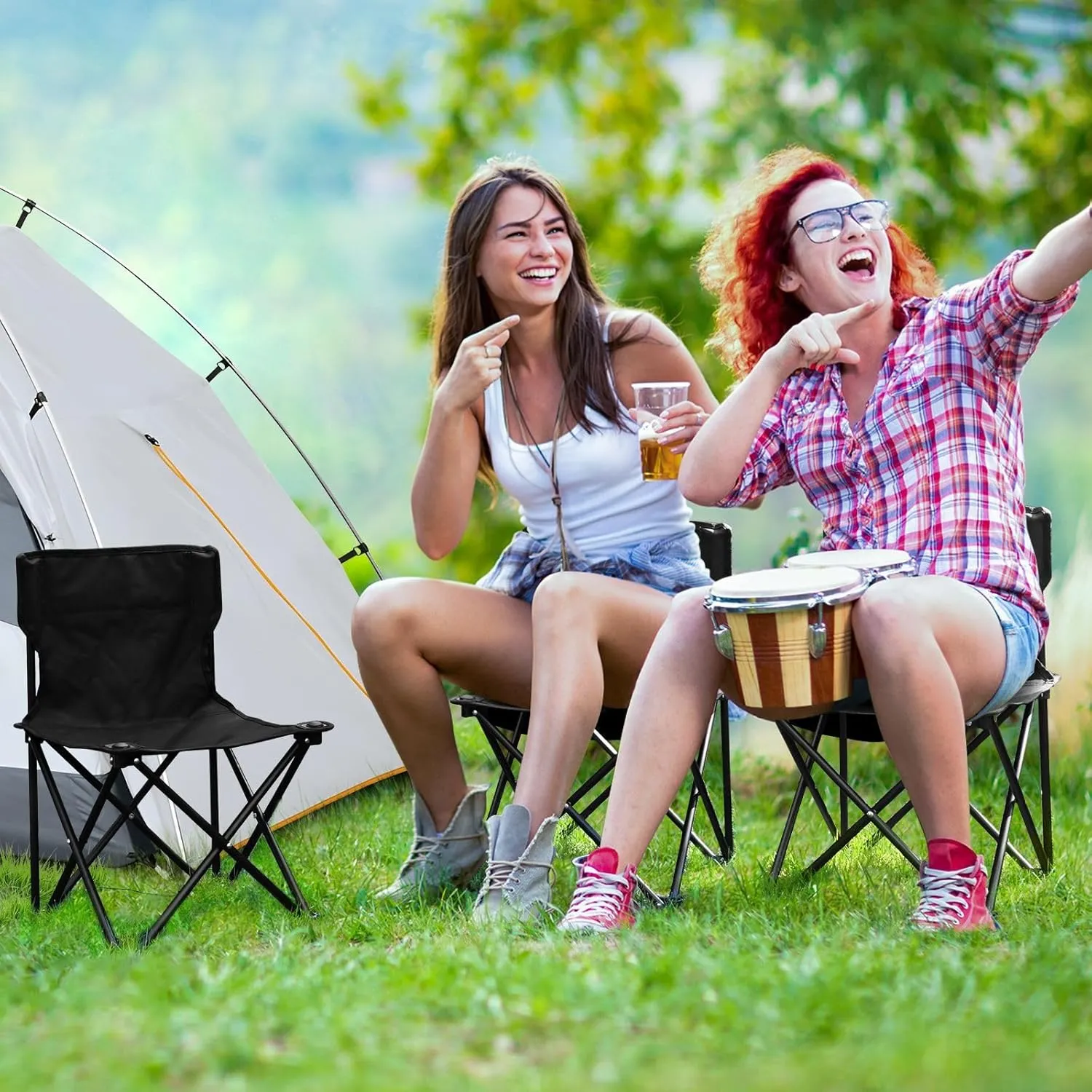 Portable Camping Chairs Black Lightweight Folding Chair for Camping, Beach, Picnic, Travel and Sports with Carry Bag 20810