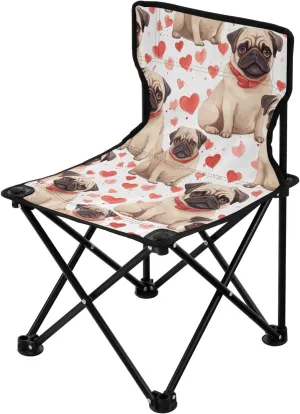 Portable Camping Chairs Cute Dog Love Lightweight Folding Chair for Camping, Beach, Picnic, Travel and Sports with Carry Bag 20849159