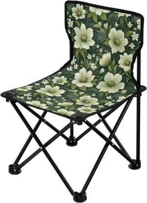 Portable Camping Chairs Flowers Floral Green Lightweight Folding Chair for Camping, Beach, Picnic, Travel and Sports with Carry Bag 20850593