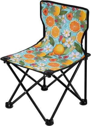 Portable Camping Chairs Orange Flowers Lightweight Folding Chair for Camping, Beach, Picnic, Travel and Sports with Carry Bag 20857353