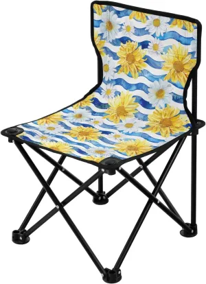 Portable Camping Chairs Yellow White Daisy Flower Lightweight Folding Chair for Camping, Beach, Picnic, Travel and Sports with Carry Bag 20855217
