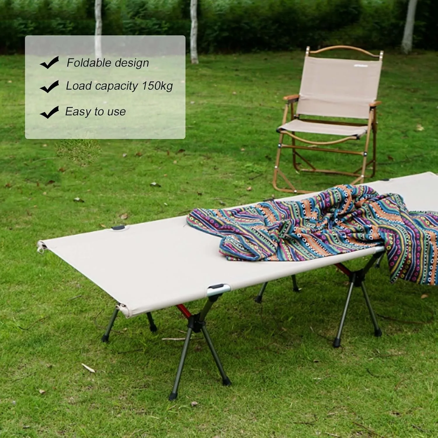 Portable Folding Adult Bed,Camping Cot Foldable Camping Cot, Ultralight Camp Bed for Adults, Portable Folding Bed with Storage Bag, Durable Backpacking Travel Tent Sleeping Cot, Max Load