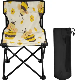 Portable Folding Camping Chair with Carrying Bag Cute Cartoon Bees Lightweight Folding Chair Perfect for Camping, Tailgates, Beach, and Sports