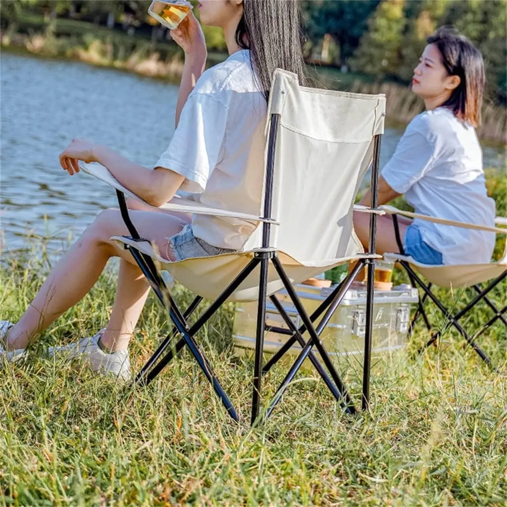 Portable Folding Chair Outdoor Folding Chair with Armrests Ultra Light Portable Camping Chair Back Recliner Leisure Chair Fishing Stool Adjustable Folding Chair