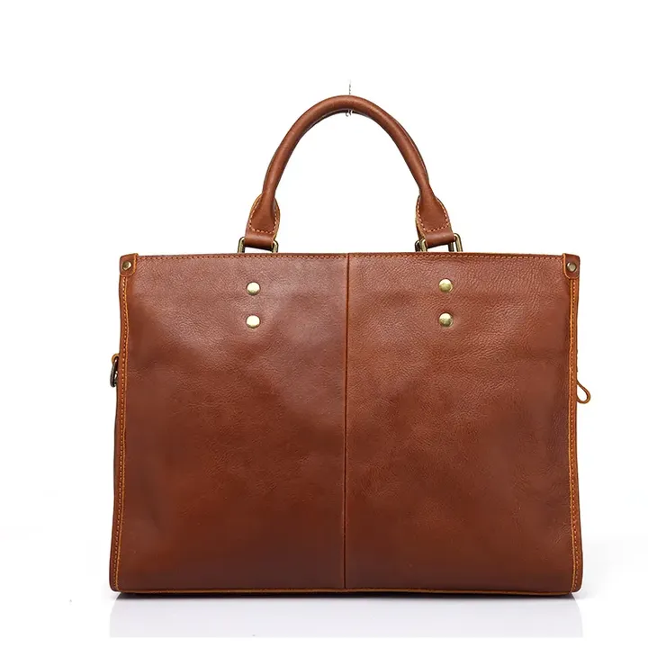 Premium Vintage Leather Business Briefcase with Adjustable Strap for Men