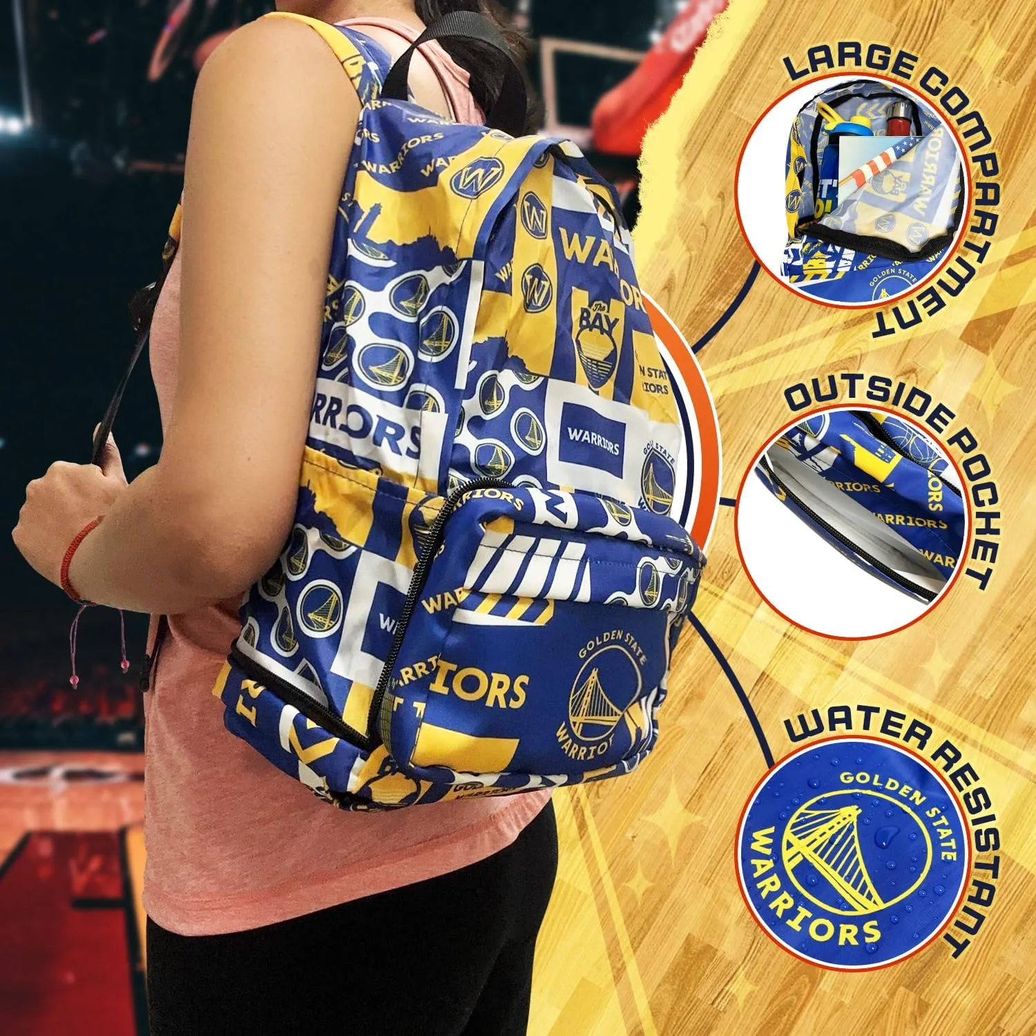 Pro Specialties Group Golden State Warriors Transformable 2-in-1 Mini Backpack: Convertible, Stylish, water-resistant travel belt bag.