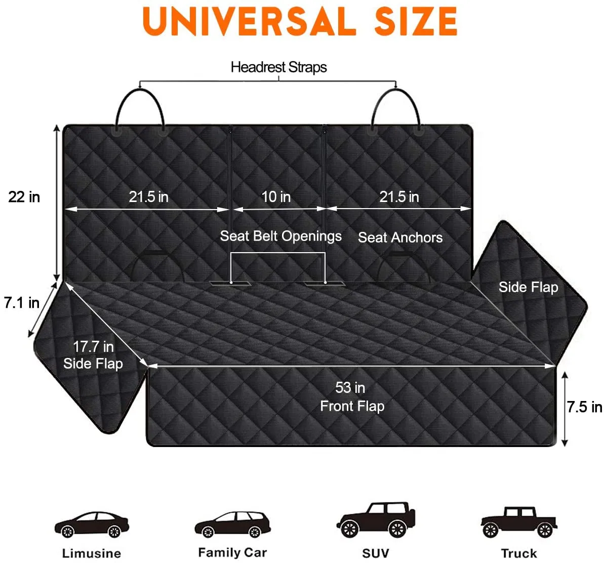 Proactive Waterproof Reat Seat for Non-Slip Pet Most Middle Cover, Seat Car Seat Car Seat Power-efficient Seat Protector - Bench Trucks Back Car Dog Suvs Cover Cars Black Armrest Cover Fits for Cover, Dogs