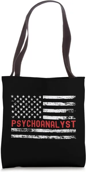 Psychoanalyst USA Flag Profession Retro Job Title Tote Bag