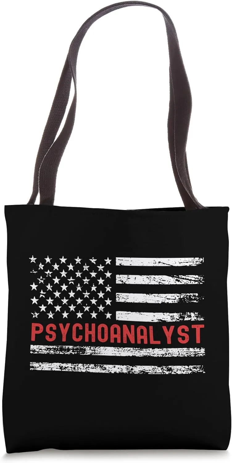 Psychoanalyst USA Flag Profession Retro Job Title Tote Bag