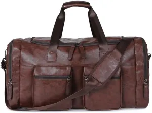 PTEXTU Pu Leather Extra-large Capacity Travel Bag Men's Business Hand Bill Shoulder Travel Duffel Bag