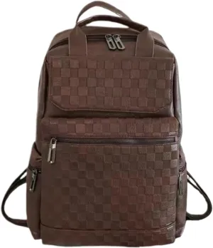 PU Leather Backpack Multi functional Business Travel Double Shoulder College Student School Bag(brown), SKB-DH8