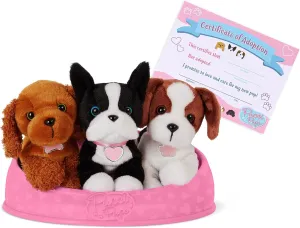 Pucci Pups – Adopt-a-Pup -Cocker Spaniel, Boston Terrier, Beagle – Plush Toy Dogs with Dog Bed – Plush Dog for Kids Aged 2 and Up